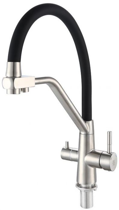 Смеситель для кухни Ростовская Мануфактура Сантехники SUS127BL-016F-015 Нержавеющая сталь Черный