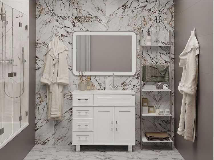 Тумба с раковиной Misty Купер 90 L УТ000010922 Белая