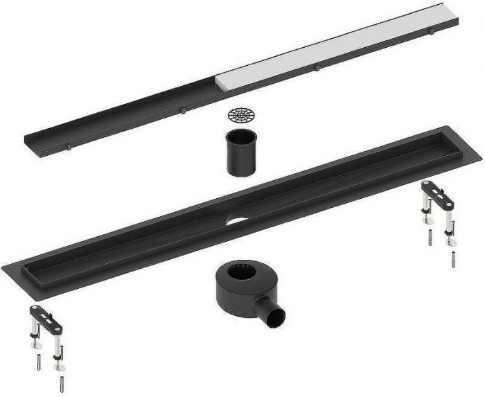 Душевой лоток Timo Drain System 70 DS230207/03 с Черной матовой решеткой / под плитку