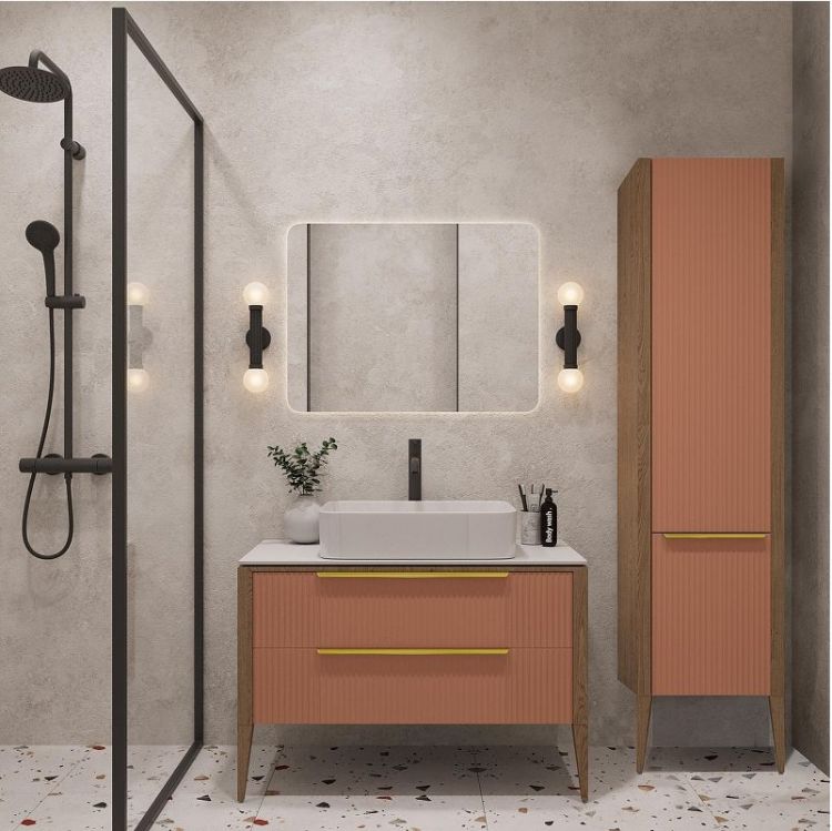 Шкаф пенал ЗОВ Валенсия 45 PVL цвет Бежево-розовый