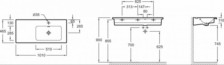 Раковина 101 см Jacob Delafon Vox L EXAD112-Z-00