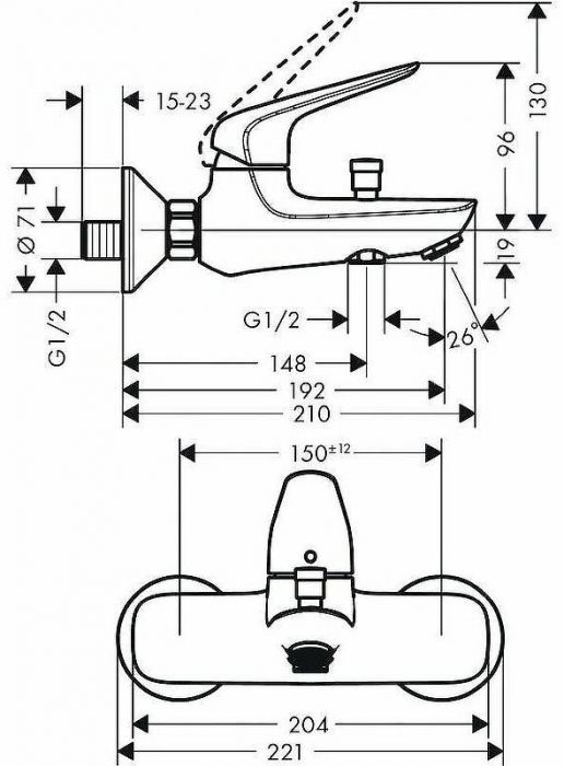 Смеситель для ванны Hansgrohe Novus 71040000 Хром