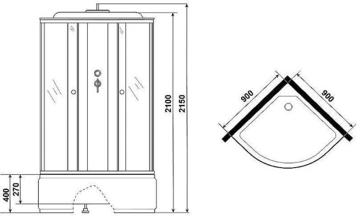 Душевая кабина Niagara Promo 90x90 P90/40/MT без гидромассажа