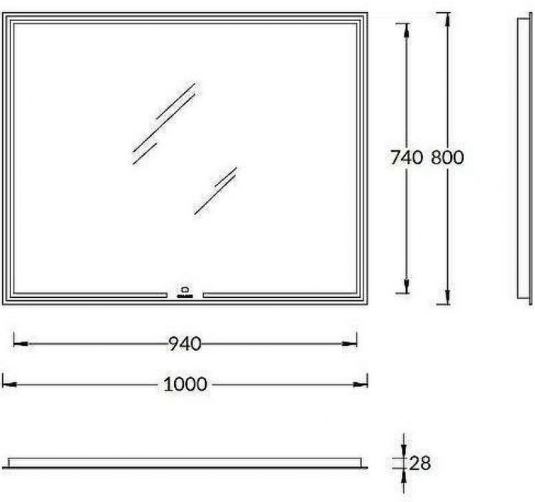 Зеркало Kerama Marazzi Mio 100 MIO.mi.100\WHT с подсветкой с сенсорным выключателем и диммером