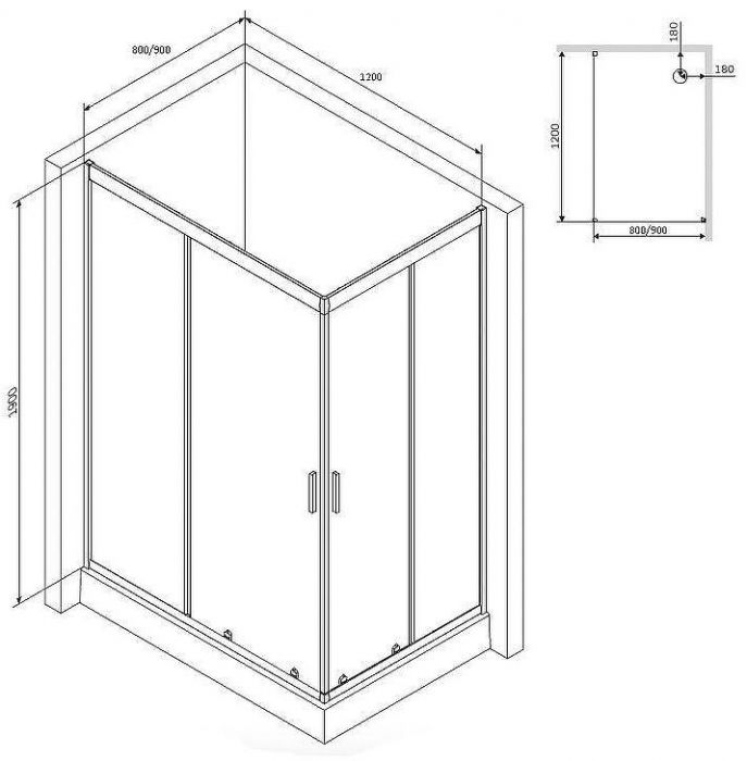 Душевой уголок AM.PM Gem 120x80 W90G-404-120280-MT профиль Хром матовый стекло прозрачное