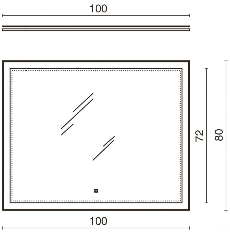 Панель с зеркалом (LED) 100x80см