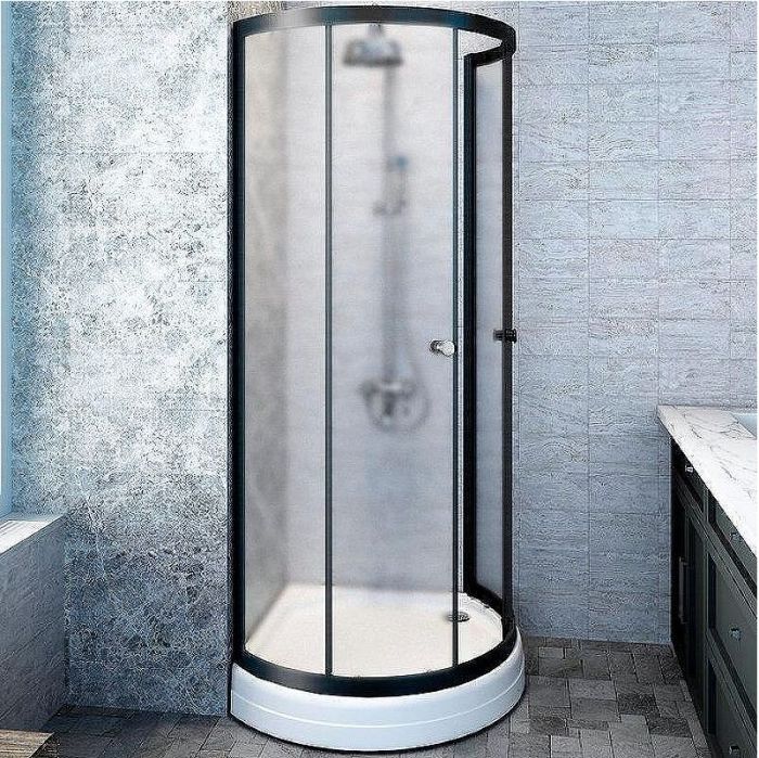 Душевой уголок Radomir Стронг 110x110 1-03-6-0-0-1821 профиль Черный стекло матовое