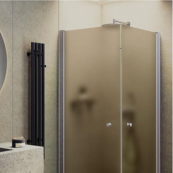 Душевой уголок Maybah Glass MGY-1298-5 800x800x1980 на монопетлях Хром матовый стекло бронзовое матовое