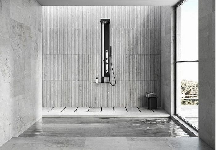 Душевая панель Black&White Gravity GR027 027000 с гидромассажем Черная матовая Белая матовая