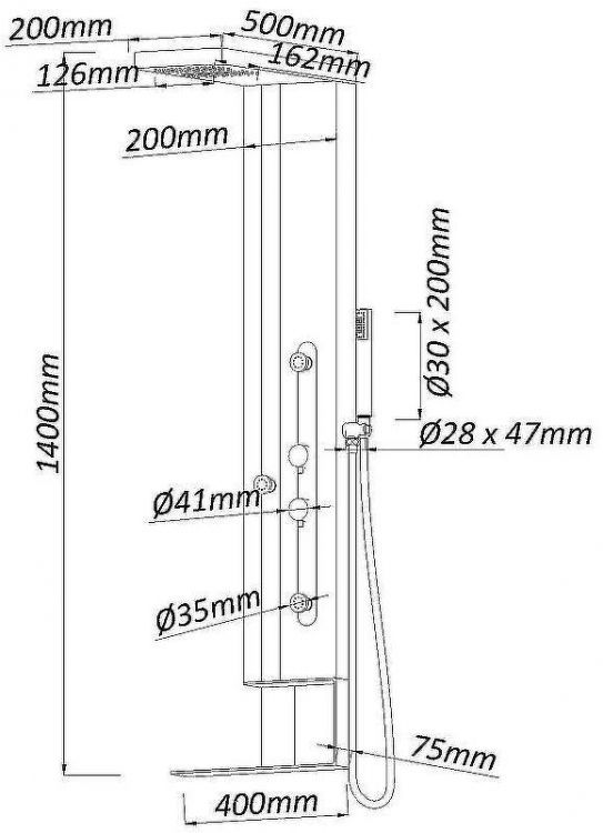 Душевая панель Black&White Gravity GR027 027000 с гидромассажем Черная матовая Белая матовая