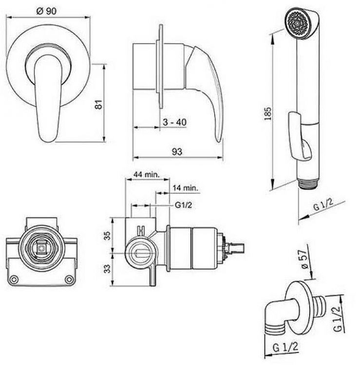 Гигиенический душ со смесителем Oras Polara 1488 Хром