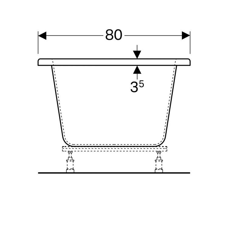Акриловая ванна Geberit Renova Nr.1 190x80, 657390000