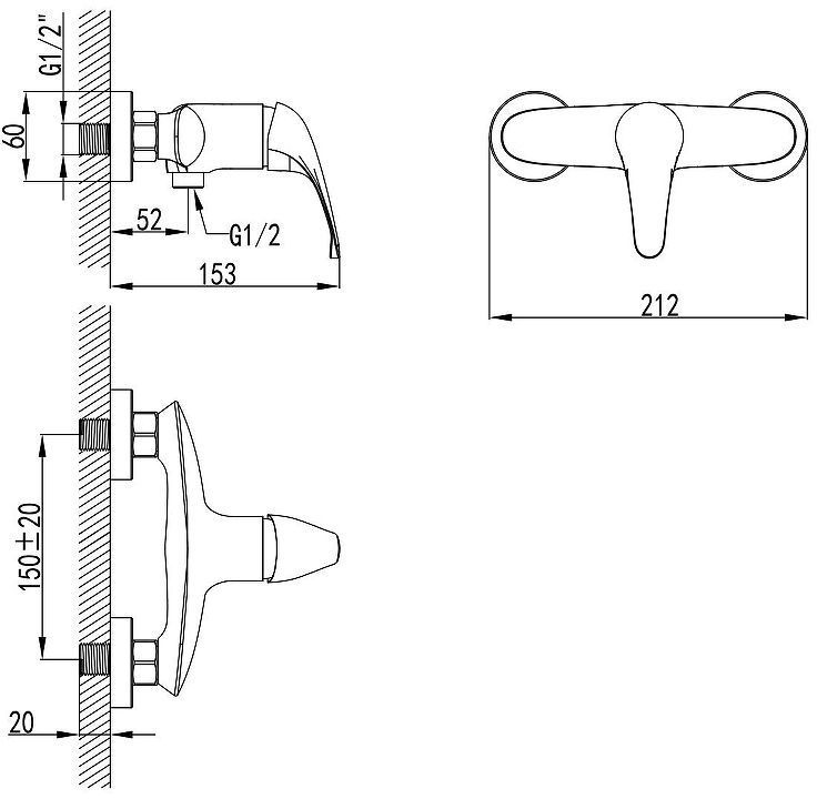 Смеситель для душа AWP Agura S0703C цвет Хром