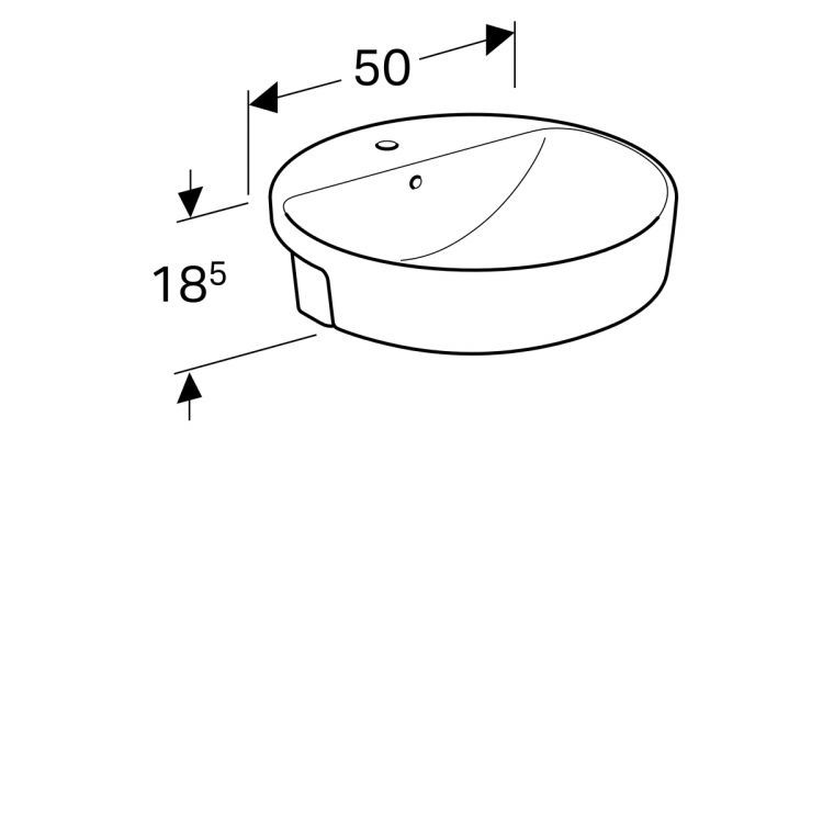 Раковина Geberit VariForm полувстраиваемая круглой формы, D=50 см, с отв. под смеситель, с отв. перелива [500.782.01.2]