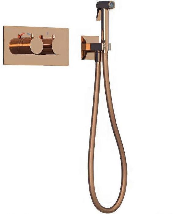 Гигиенический душ со смесителем Teska Lio Teo TS6209 с термостатом Розовое золото