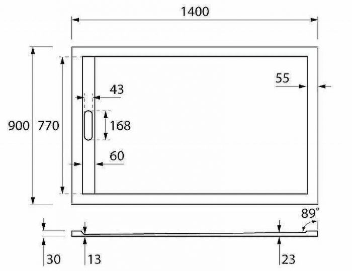 Душевой поддон из искусственного камня Cezares Tray AS 140x90 TRAY-AS-AH-140/90-30-W Белый
