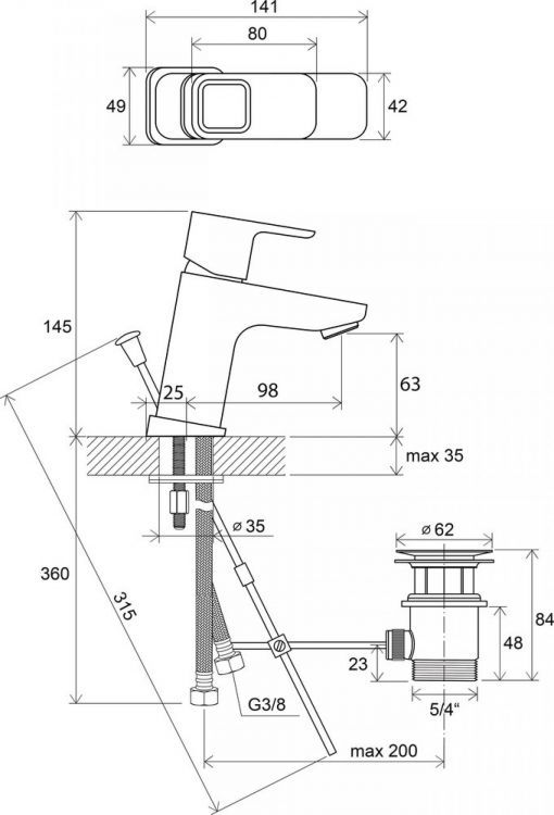Смеситель для умывальника Ravak 10° TD 011.00 X070063 Смеситель для умывальника Ravak 10° TD 011.00 X070063