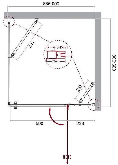 Душевой уголок BelBagno Kraft 90х90 KRAFT-A-12-90-C-Cr-R профиль Хром стекло прозрачное