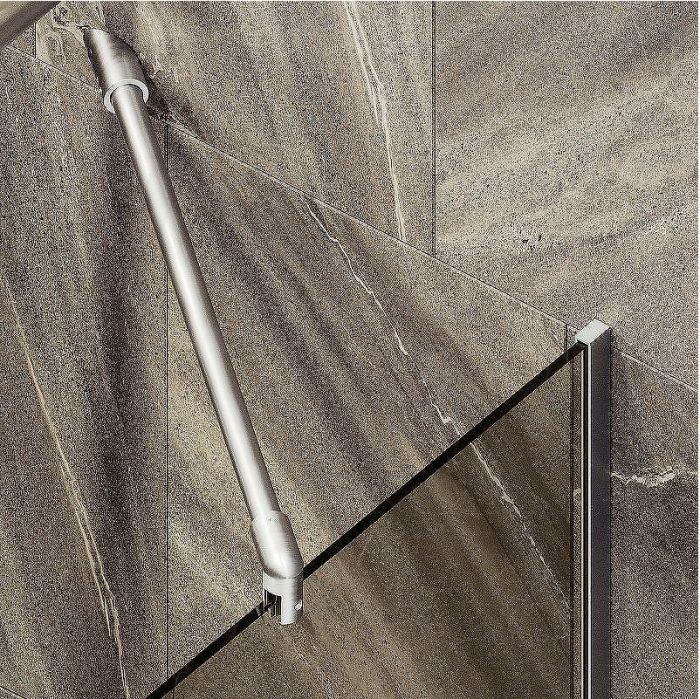 Шторка на ванну Maybah Glass MGV-127-5у 340x1400 в узком профиле Хром матовый стекло бронзовое