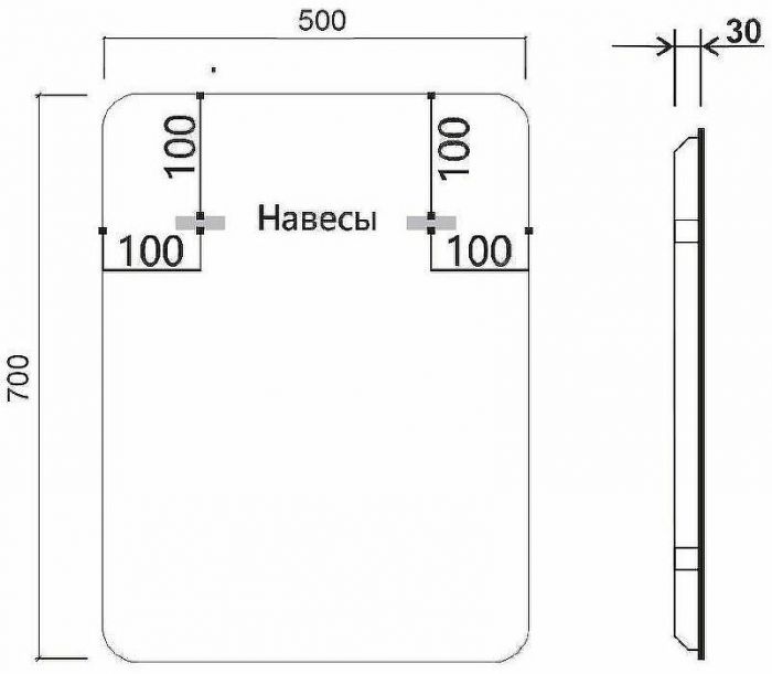 Зеркало Vincea 50 VLM-3VC500B с подсветкой Черное с сенсорным выключателем и диммером