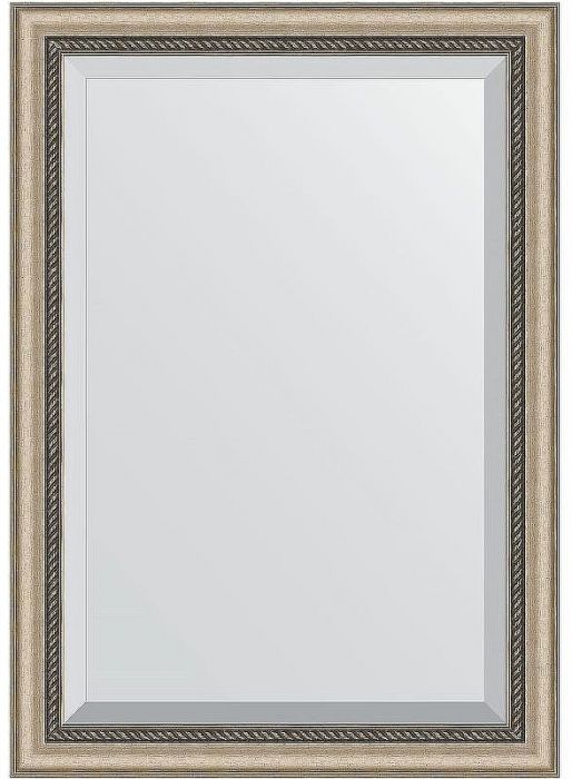 Зеркало Evoform Exclusive 103х73 BY 1192 с фацетом в багетной раме - Состаренное серебро с плетением 70