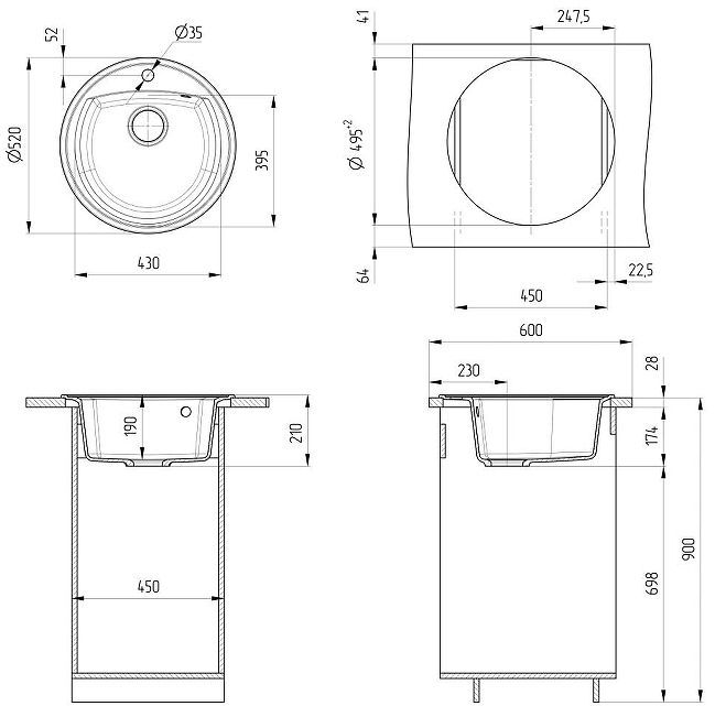 Кухонная мойка Ulgran Classic U-603-308 Черная Кухонная мойка Ulgran Classic U-603-308 Черная
