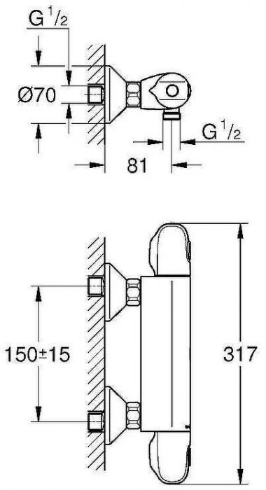 Смеситель для душа Grohe Grohtherm 1000 34814003 с термостатом Хром