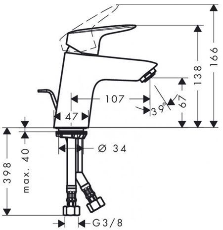 Hansgrohe Logis Смеситель для раковины 70, однорычажный, со сливным гарнитуром, цвет: матовый черный
