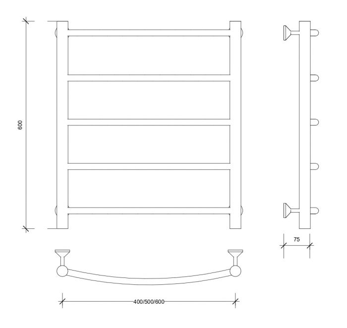 Полотенцесушитель электрический Secado Милан 1 60x60 графит