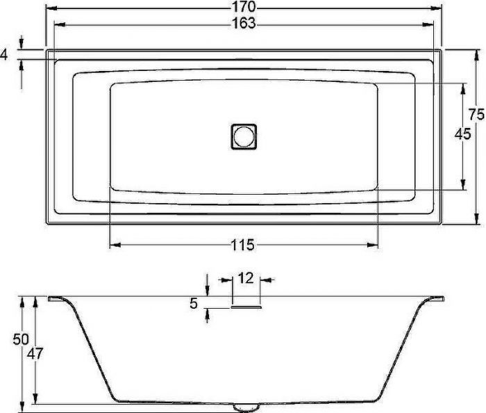 Акриловая ванна Riho Still Square 170x75 B100005005 (BR0200500K00132) LED без гидромассажа