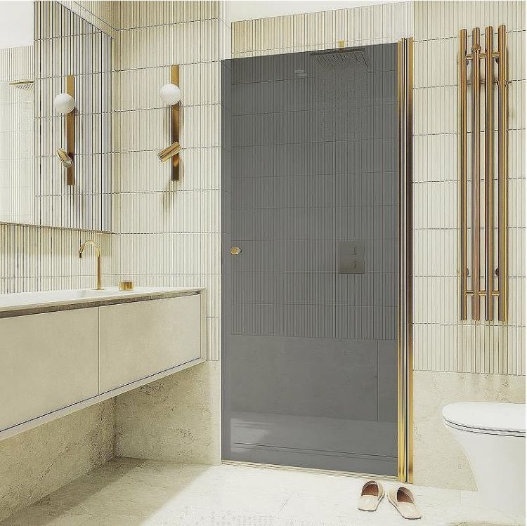Душевая дверь Maybah Glass MGD-806-3 800x1980 на монопетле Золото стекло графитовое