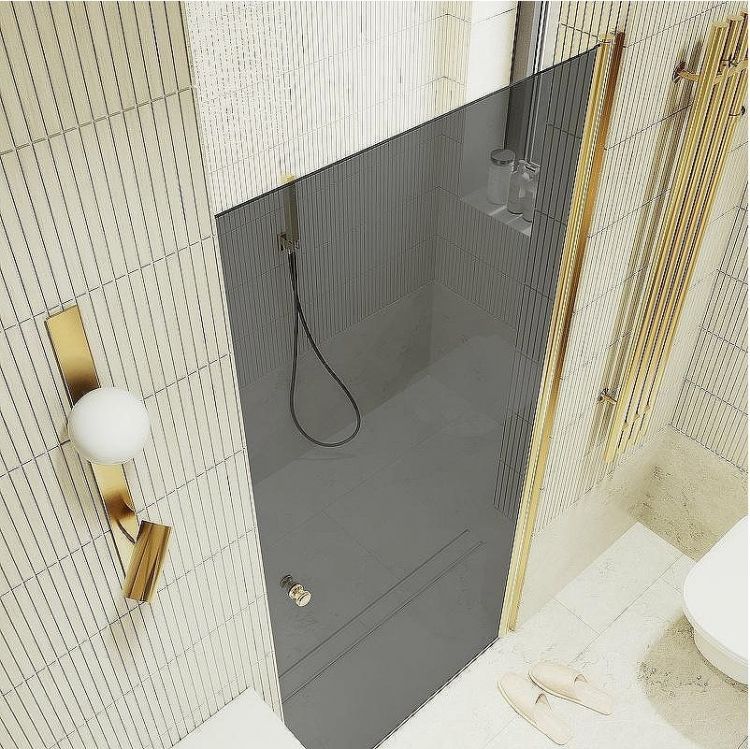 Душевая дверь Maybah Glass MGD-806-3 800x1980 на монопетле Золото стекло графитовое