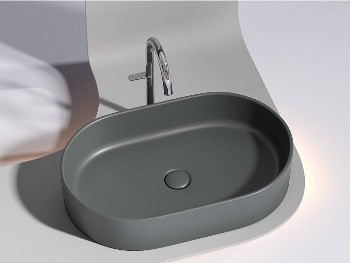 Умывальник CERAMICANOVA Element чаша накладная овальная (Темный Антрацит Матовый) CN6048MDH