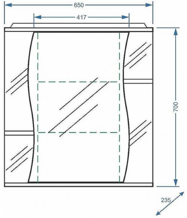 Зеркальный шкаф Stella Polar Волна Лолита 65 SP-00000054 с подсветкой Белый