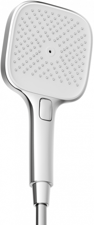 Душевая лейка SANCOS Nok square, кнопочное управление, 125x125 мм, 3 режима, цвет хром/белый, SC6002CH-W