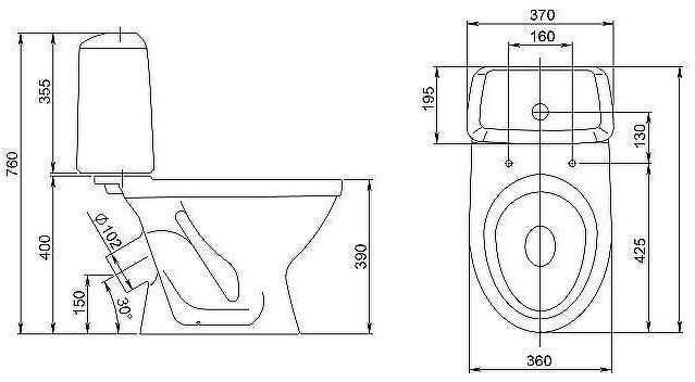Унитаз компакт Santeri Соната 1.P201.2.S01.00B.F с бачком и сиденьем