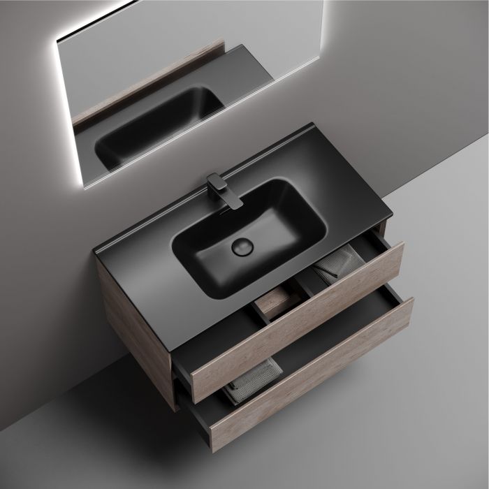 Тумба подвесная SANCOS Marmi 2.0 890х445х520 с двумя ящиками оснащенными доводчиками скрытого монтажа, дуб галифакс натуральный, MR2.090EG