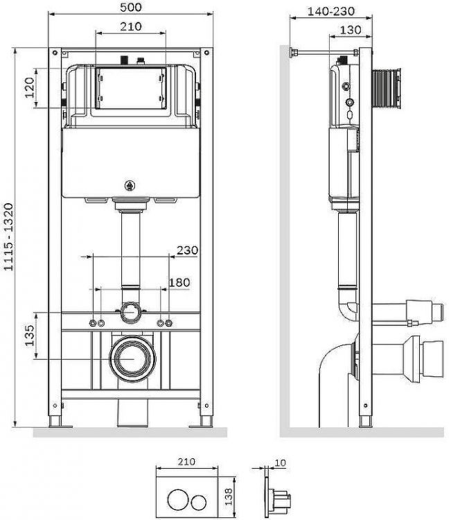 Инсталляция AM.PM Pro I012704.9031 для подвесного унитаза с клавишей смыва Никель матовый