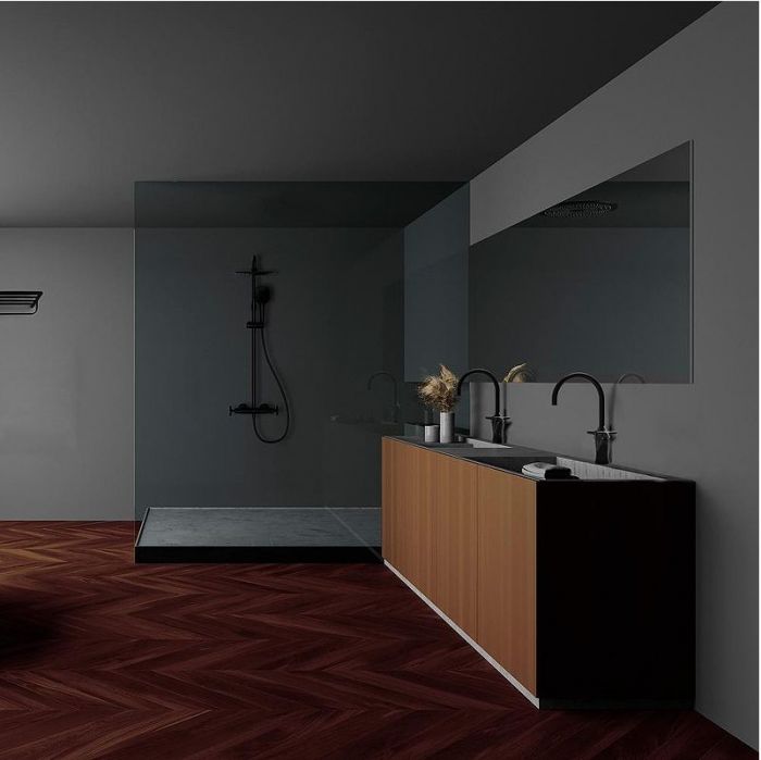 Душевая система Ramonsoler Adagio 915401RM250NM с термостатом Черная матовая