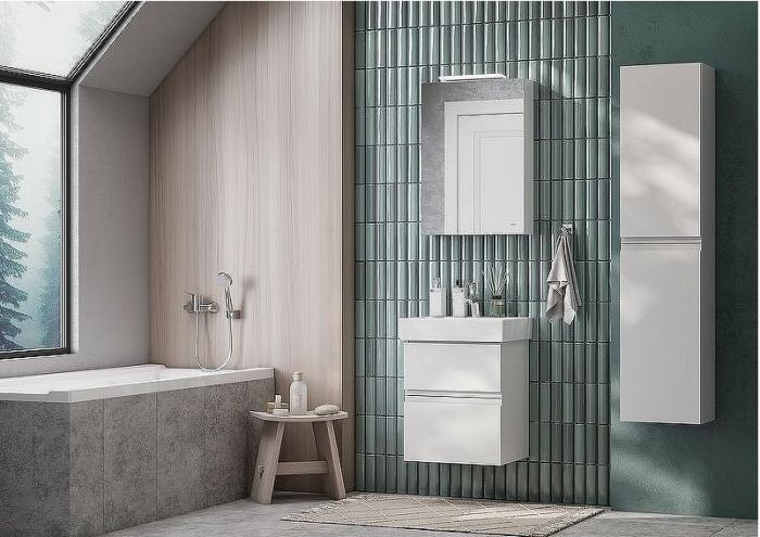 Зеркальный шкаф Roca Oleta 50 L A857643806 с подсветкой Белый глянец
