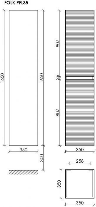 Шкаф-пенал SANCOS Folk подвесной, Bianco 350х350х1650 мм, PFL35W