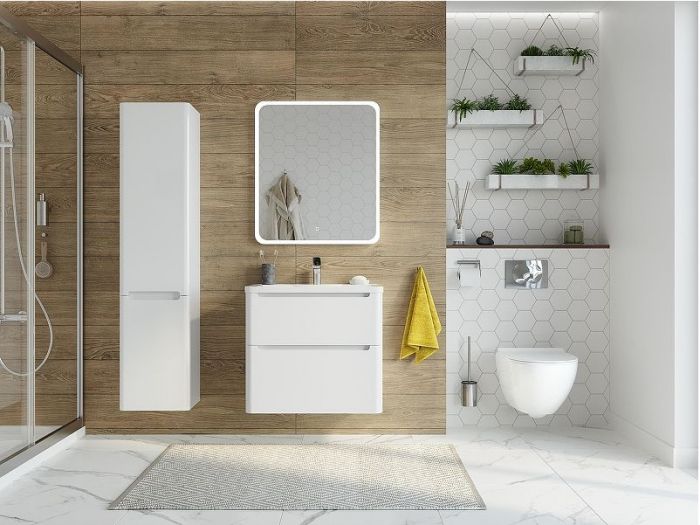 Зеркальный шкаф STWORKI Монтре 70 L Мон.03.70/W/L с подсветкой цвет Белый