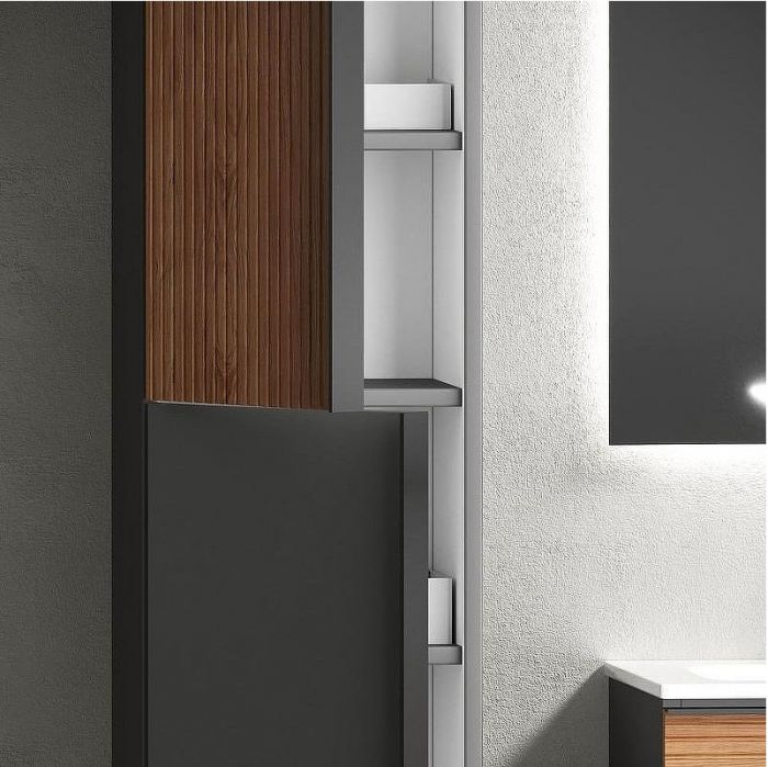 Шкаф пенал Sancos Delta 35 PDL35GR подвесной Дуб красный Графит