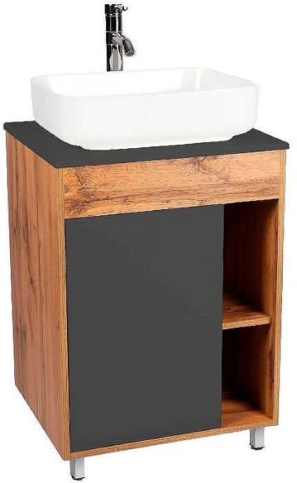 Тумба под раковину VIANT Бостон 65 VBOS65NG-T1ST Графит матовый Дуб Вотан