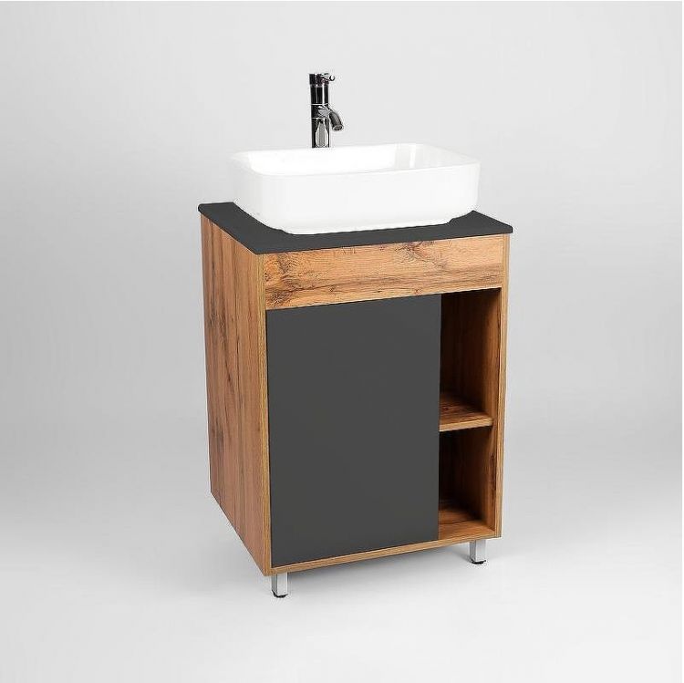 Тумба под раковину VIANT Бостон 65 VBOS65NG-T1ST Графит матовый Дуб Вотан