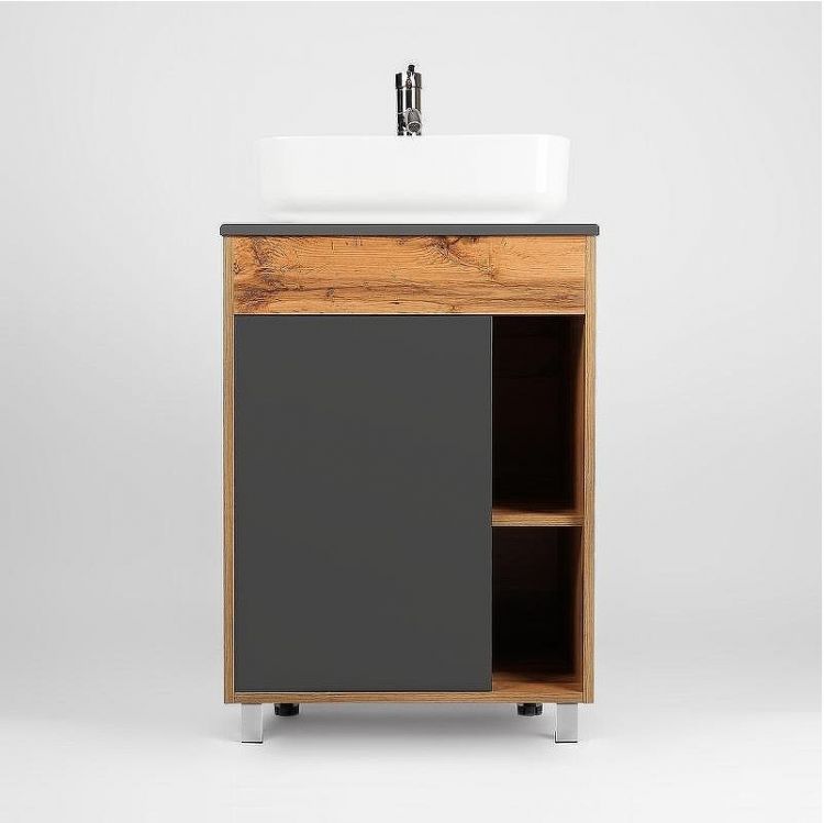 Тумба под раковину VIANT Бостон 65 VBOS65NG-T1ST Графит матовый Дуб Вотан