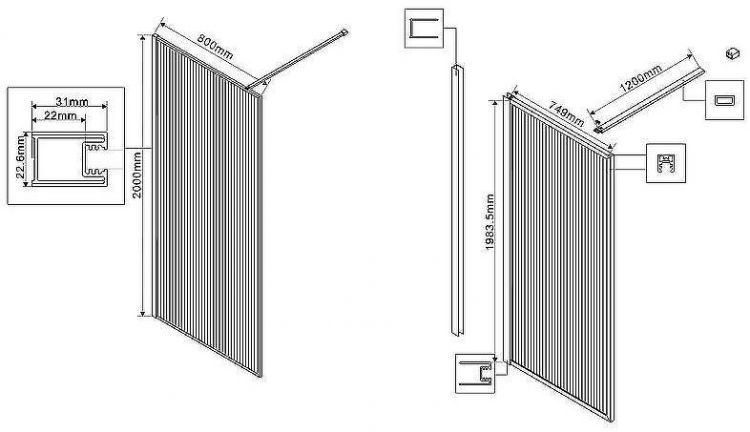 Душевая перегородка Vincea Walk-In 80 VSW-1HP800FLGM профиль Вороненая сталь стекло рифленое