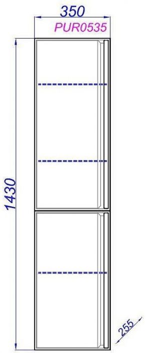 Шкаф пенал Aqwella Pure 35 PUR0535ST подвесной Серый туман