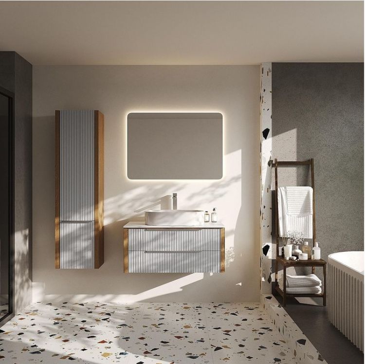 Шкаф пенал ЗОВ Валенсия 45 PVS цвет Камень