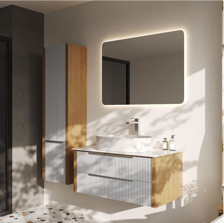 Шкаф пенал ЗОВ Валенсия 45 PVS цвет Камень